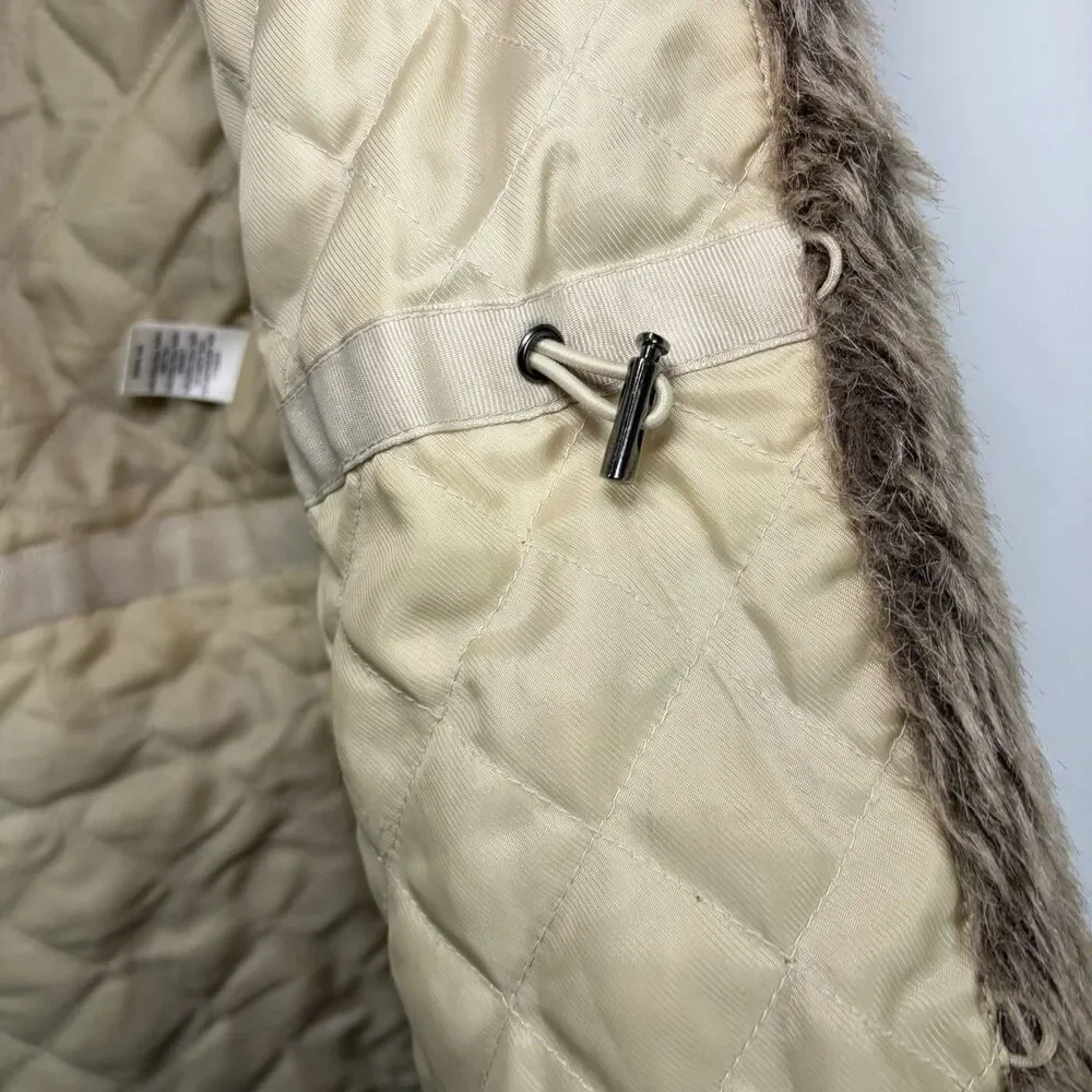 Banana Republic Faux Fur Vest Womens Size Small Brown Quilted Insulated Lining